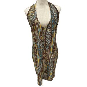 Oh My Bod Halter Dress One Size Multicolor Geometric Pattern